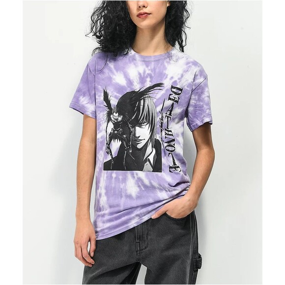 Urban Outfitters Large Death Note Light Ryuk Purple Tie Dye T-Shirt Crewneck NWT - Picture 1 of 11